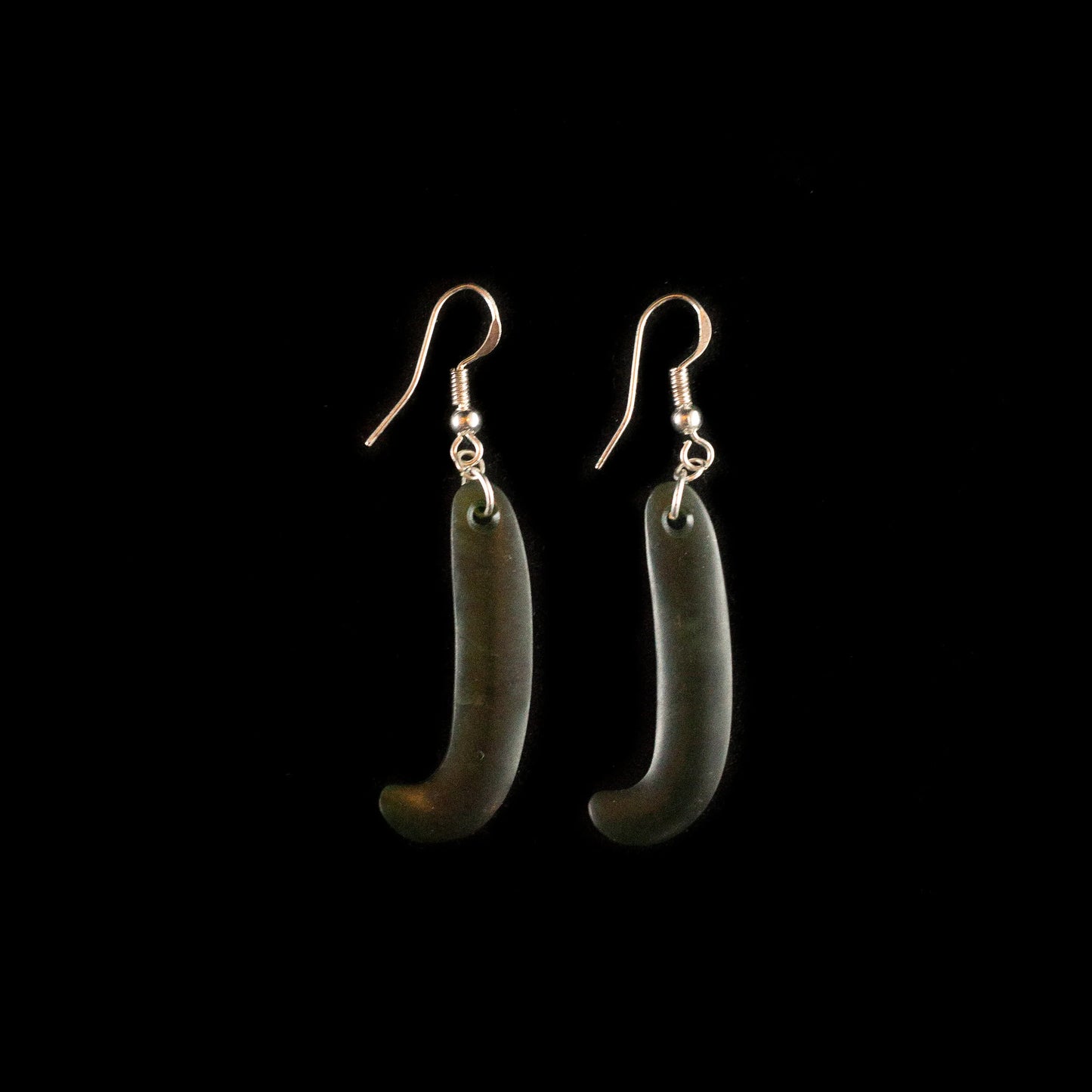Kawakawa Pounamu Koru Drop Earrings