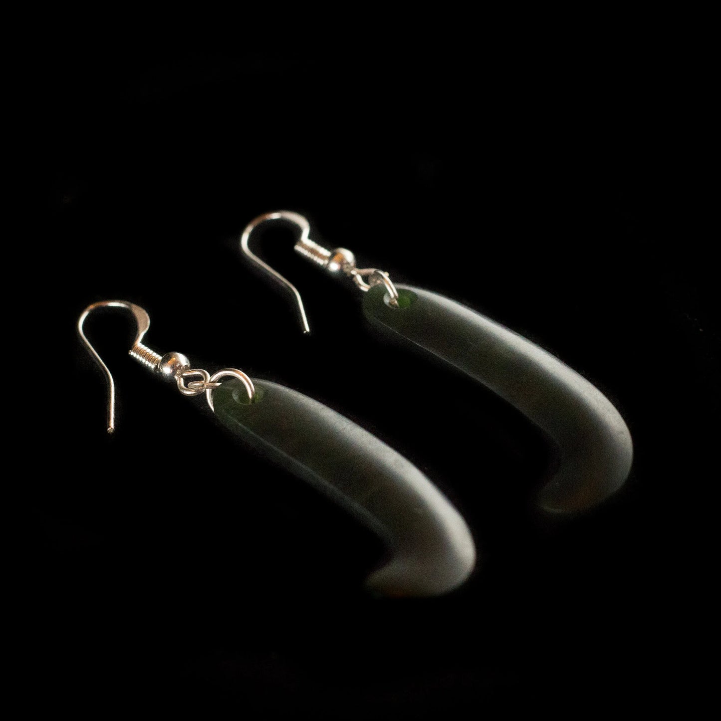 Kawakawa Pounamu Koru Drop Earrings
