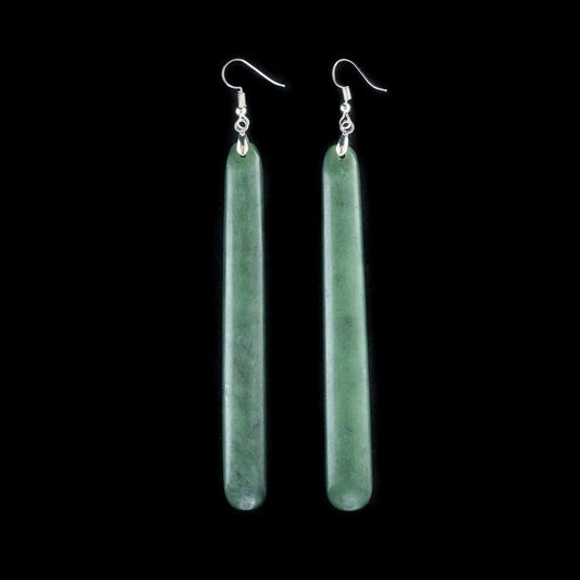 Kawakawa Pounamu Long Drop Earrings