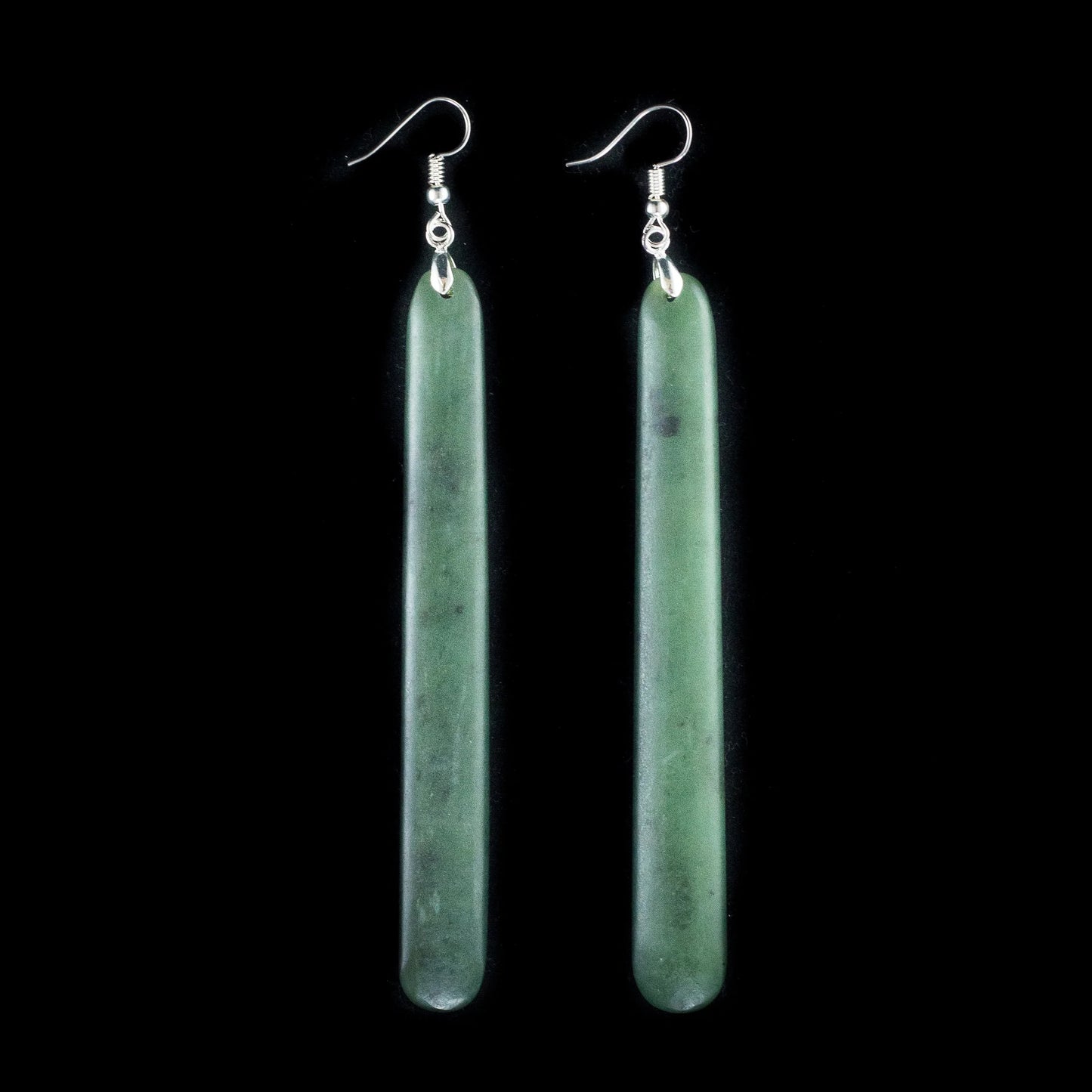 Kawakawa Pounamu Long Drop Earrings