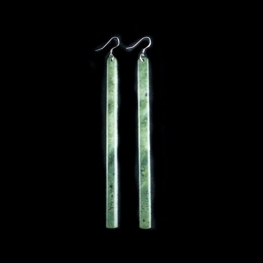 Kawakawa Pounamu Long Drop Earrings