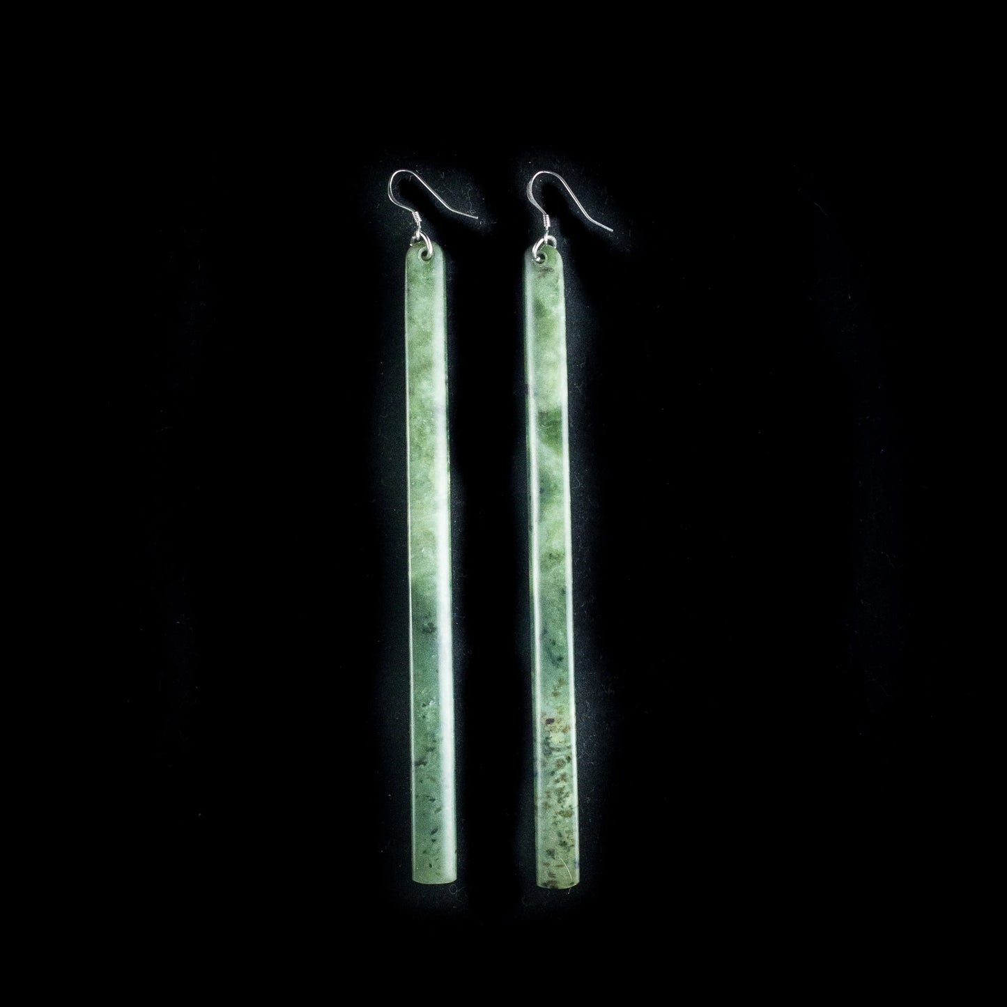Kawakawa Pounamu Long Drop Earrings