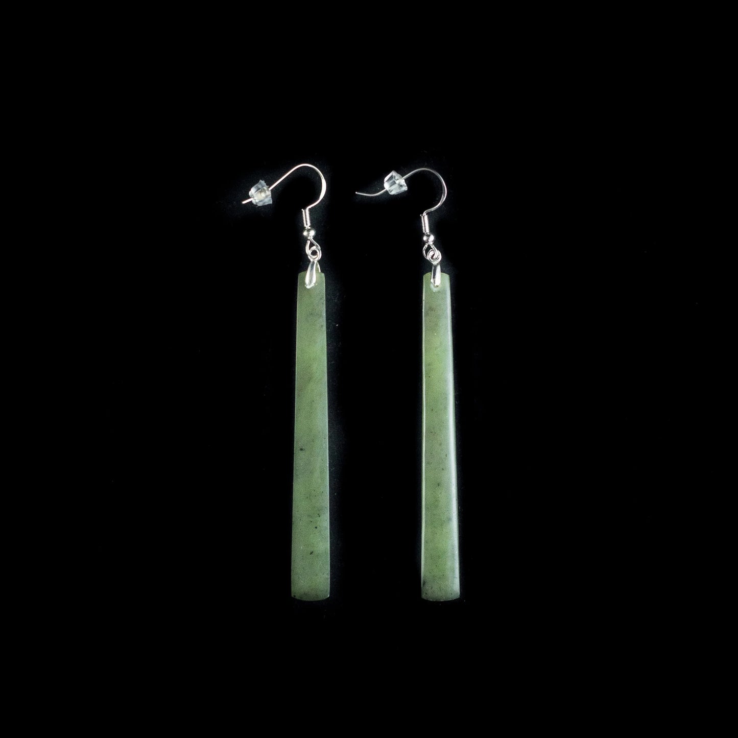 Kōkopu Pounamu Long Drop Earrings – Sterling Silver